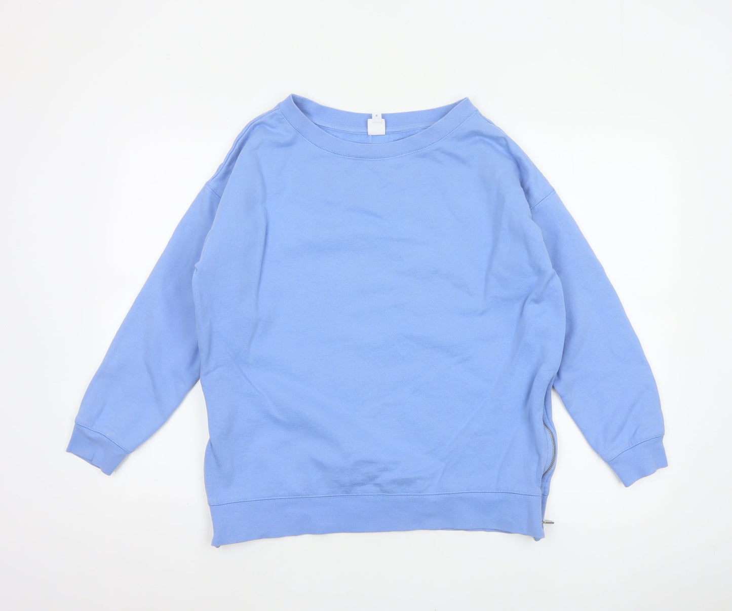 John Lewis Women Blue Size 12 Cotton Side Zip Raglan Sweatshirt