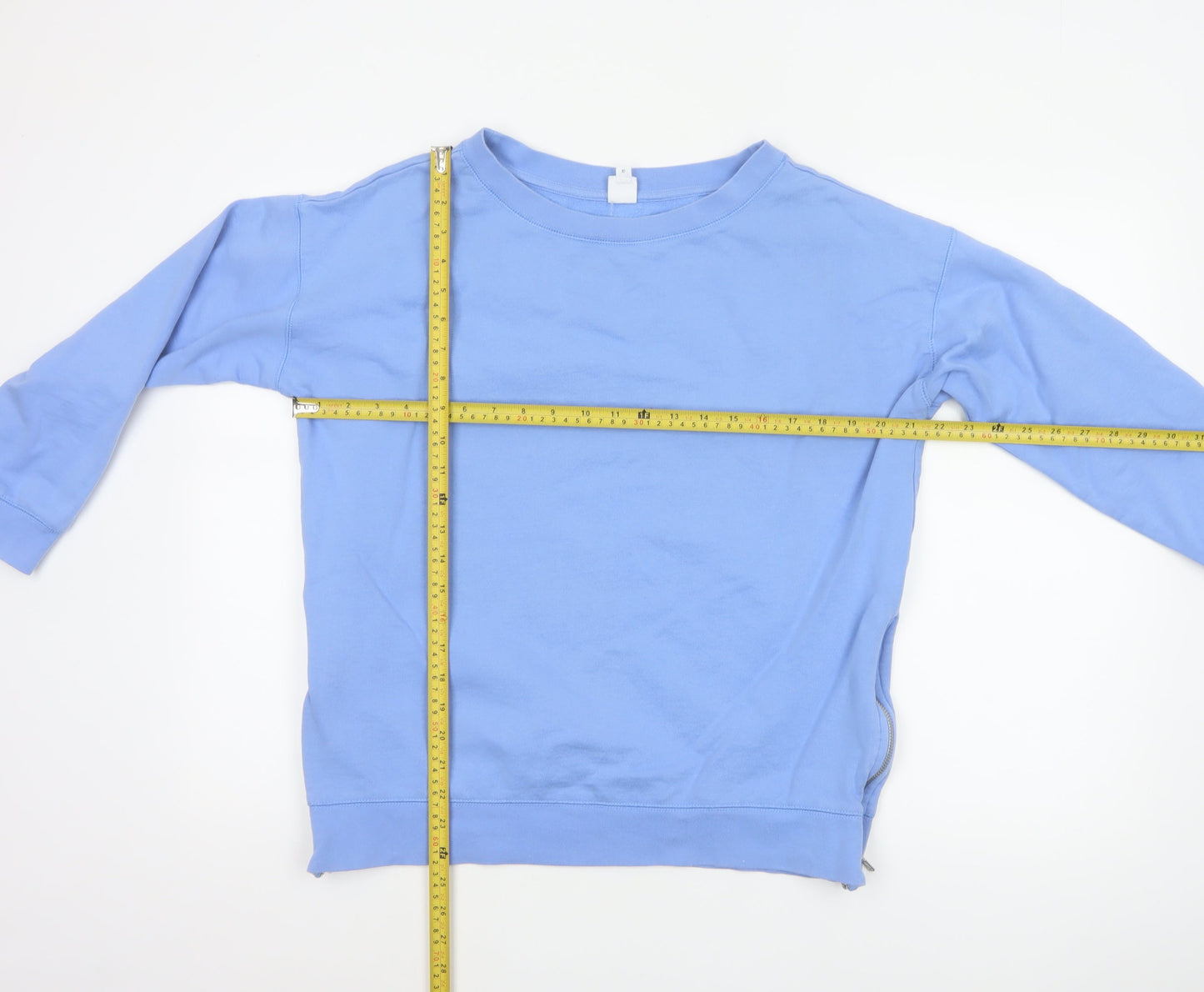 John Lewis Women Blue Size 12 Cotton Side Zip Raglan Sweatshirt