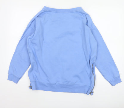 John Lewis Women Blue Size 12 Cotton Side Zip Raglan Sweatshirt
