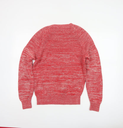 H&M Men’s Red Marl Cotton Crew Neck Knit Pullover Jumper Size S