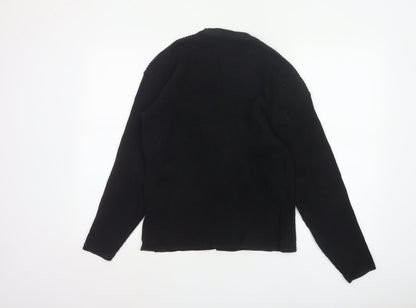 Pull&Bear Women Black M Chunky Knit Crew Neck Cotton Pullover Jumper