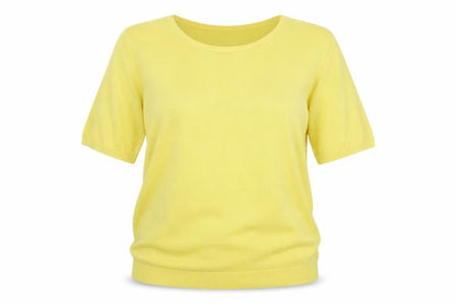 BHS Women Yellow Size 18 Short Sleeve Scoop Neck Knit Pullover Jumper