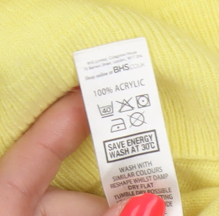 BHS Women Yellow Size 18 Short Sleeve Scoop Neck Knit Pullover Jumper