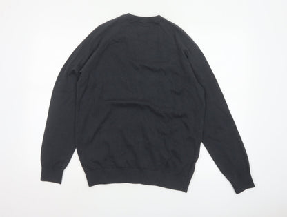 Marks and Spencer Men Black M Pure Cotton Crew Neck Pullover Jumper