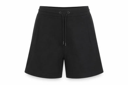 Zara Women Black S Bermuda Drawstring Jersey Shorts Pockets