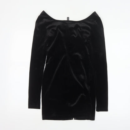 Divided by H&M Women’s Black UK 6 Bodycon Mini Velvet Zip Dress