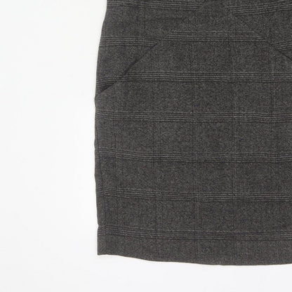 Zara Basic Women Grey M Sheath Knee Length Check Sleeveless Work Dress