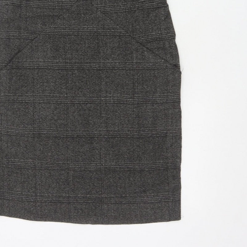 Zara Basic Women Grey M Sheath Knee Length Check Sleeveless Work Dress