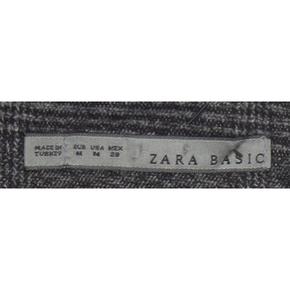 Zara Basic Women Grey M Sheath Knee Length Check Sleeveless Work Dress