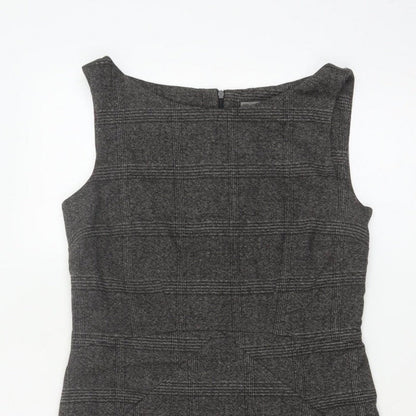 Zara Basic Women Grey M Sheath Knee Length Check Sleeveless Work Dress