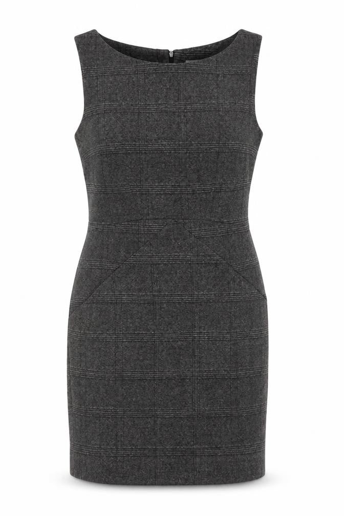 Zara Basic Women Grey M Sheath Knee Length Check Sleeveless Work Dress