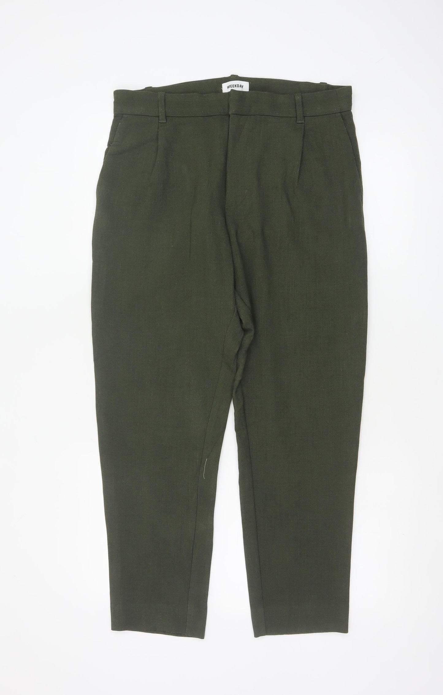 Weekday Women’s Green UK 20 Tapered Tailored Trousers Pockets