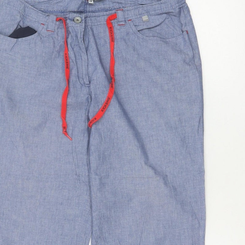 Kickers Women’s Blue Size 14 Chambray Cropped Straight Trousers