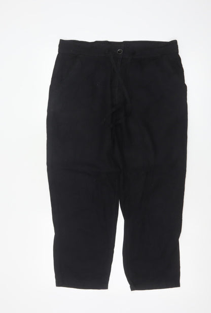 Next Women’s Black UK 12R Linen Blend Ankle Tapered Trousers