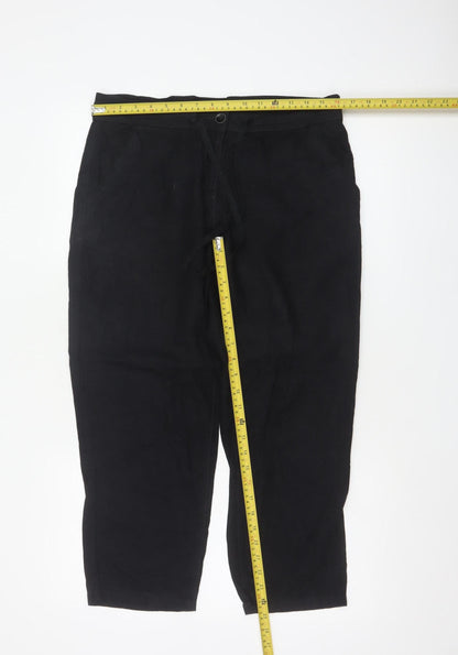 Next Women’s Black UK 12R Linen Blend Ankle Tapered Trousers