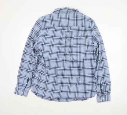 Burton Menswear London Men's Blue L Plaid Flannel Button-Up Shirt