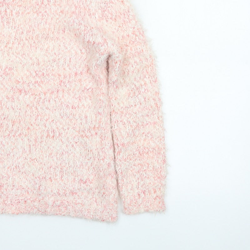 YD Girls Pink & White Fluffy Knit Pullover Jumper 12-13 Years 158cm