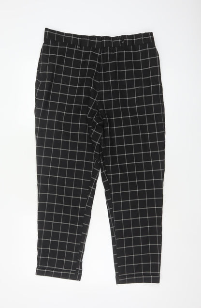 New Look Men Black Check Trousers UK 36R Regular Tapered