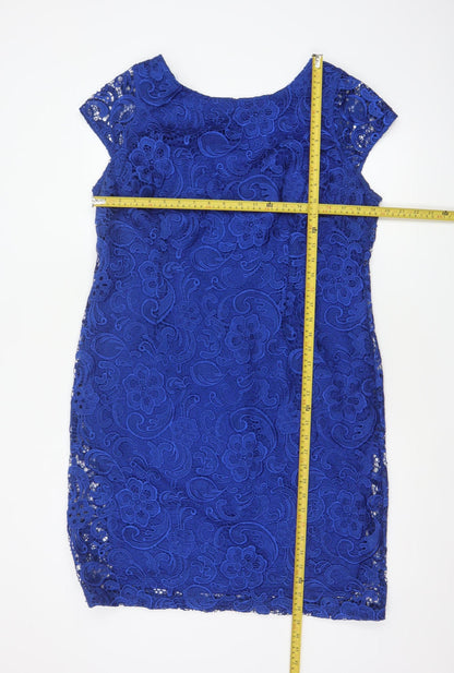 Myleene Klass Women Blue UK 18 Lace Sheath Knee Length Occasion Dress