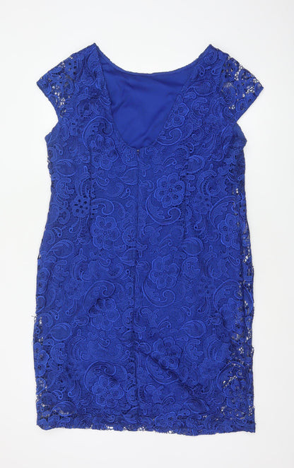 Myleene Klass Women Blue UK 18 Lace Sheath Knee Length Occasion Dress