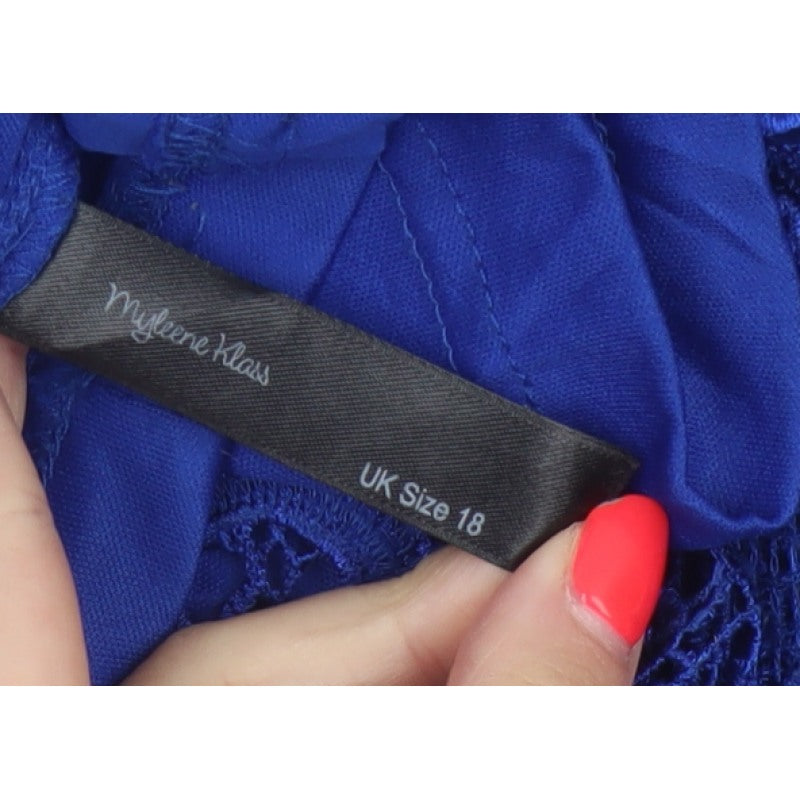 Myleene Klass Women Blue UK 18 Lace Sheath Knee Length Occasion Dress