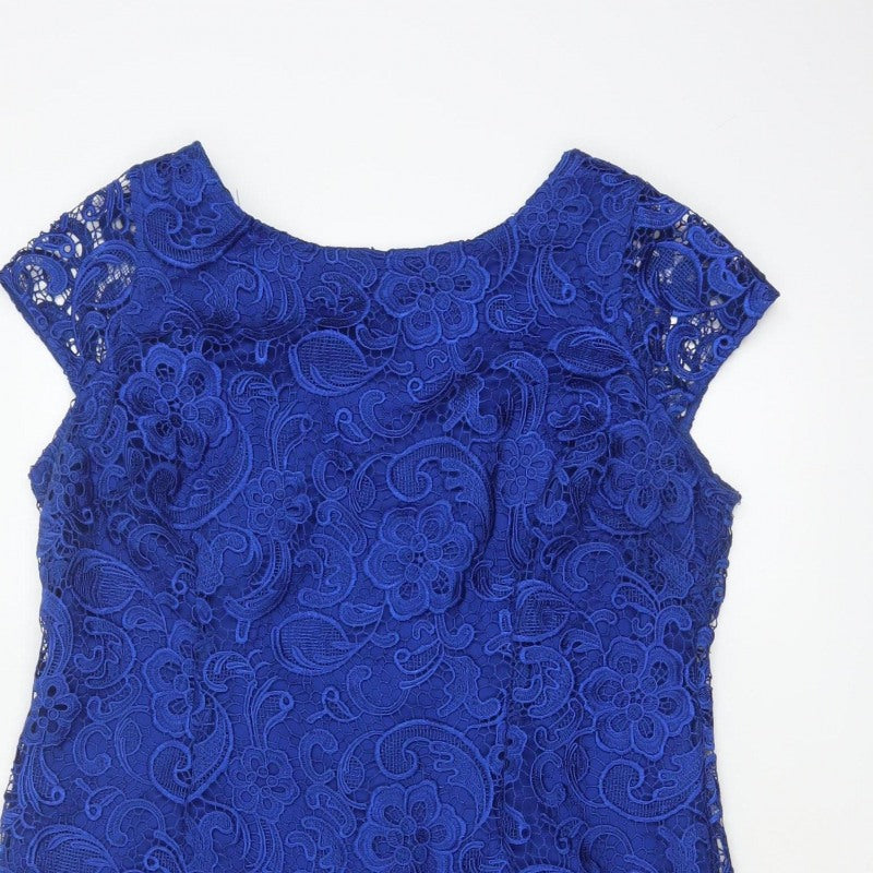 Myleene Klass Women Blue UK 18 Lace Sheath Knee Length Occasion Dress