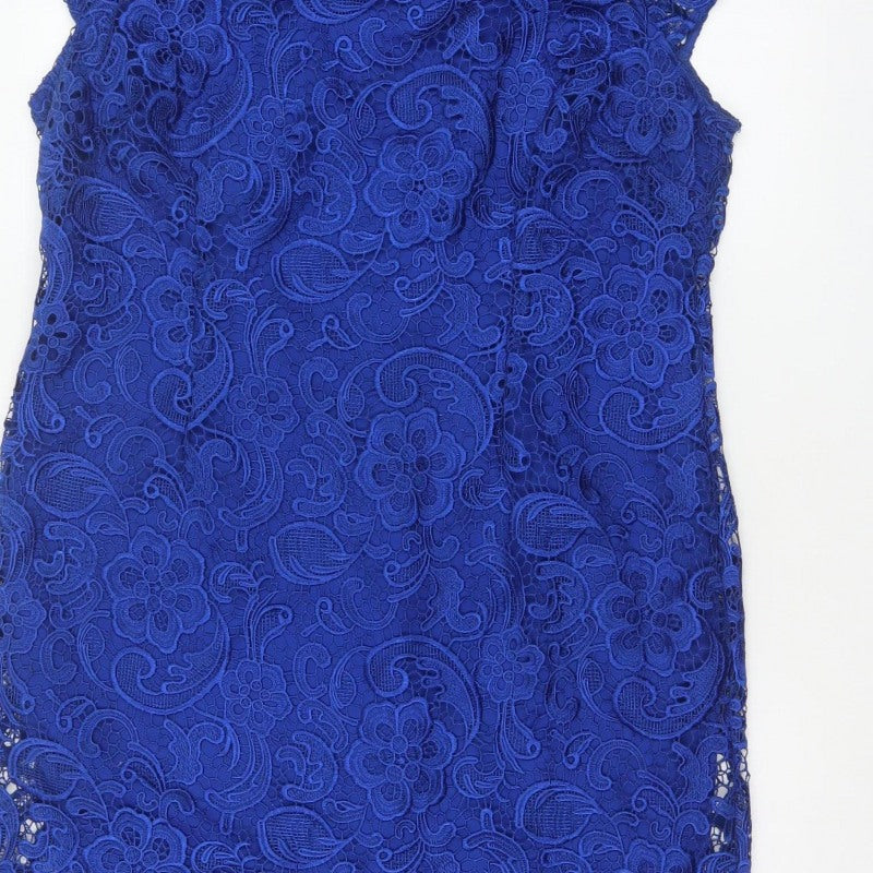 Myleene Klass Women Blue UK 18 Lace Sheath Knee Length Occasion Dress