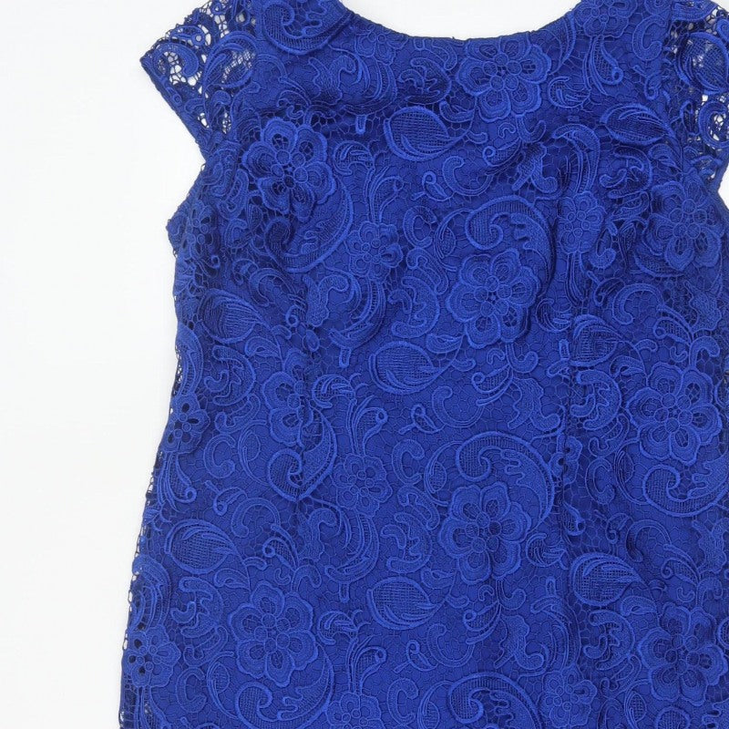 Myleene Klass Women Blue UK 18 Lace Sheath Knee Length Occasion Dress