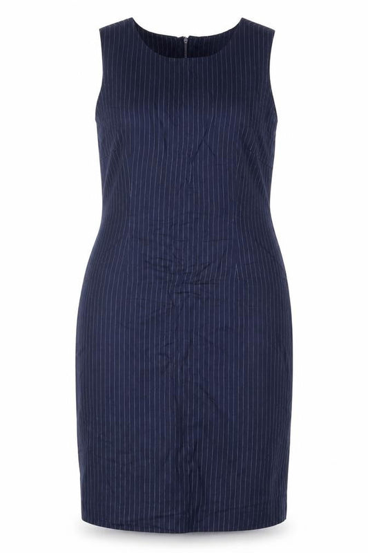 Monsoon Women Blue Pinstripe Linen Pencil Dress UK 14 Workwear
