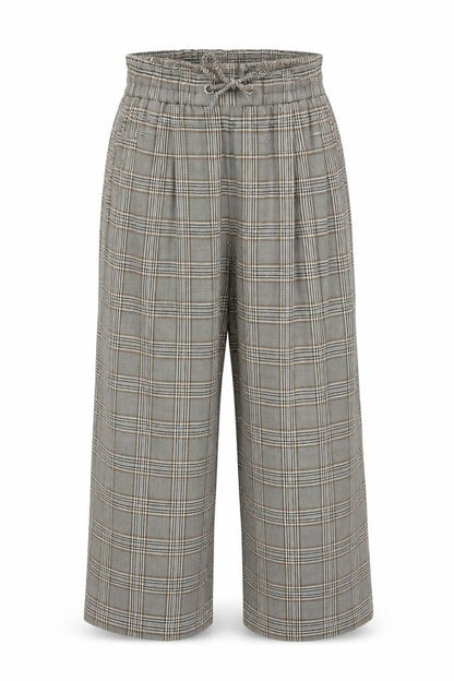Topshop Women Grey Plaid Paperbag Tapered Trousers UK 10
