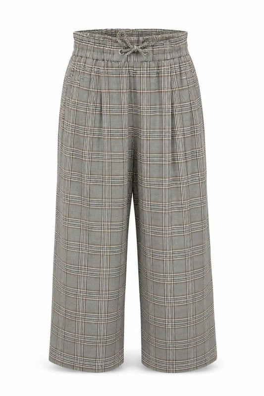 Topshop Women Grey Plaid Paperbag Tapered Trousers UK 10