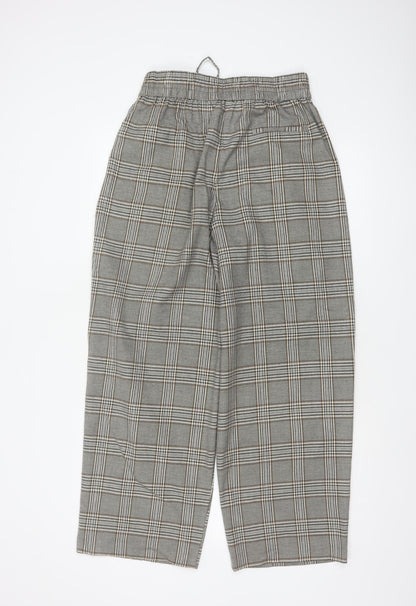 Topshop Women Grey Plaid Paperbag Tapered Trousers UK 10
