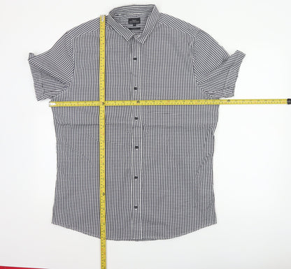 Next Men’s Blue White Check Slim Fit Short Sleeve Shirt L