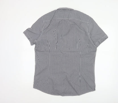 Next Men’s Blue White Check Slim Fit Short Sleeve Shirt L