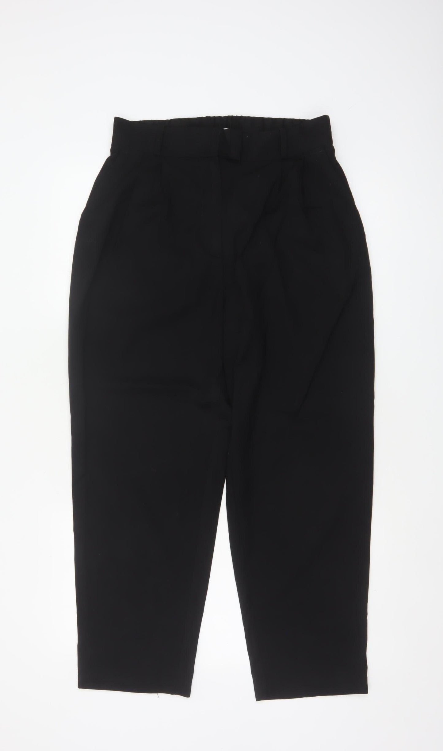 H&M Women's Black UK 12 High Rise Pleated Tapered Trousers