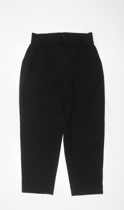 H&M Women's Black UK 12 High Rise Pleated Tapered Trousers