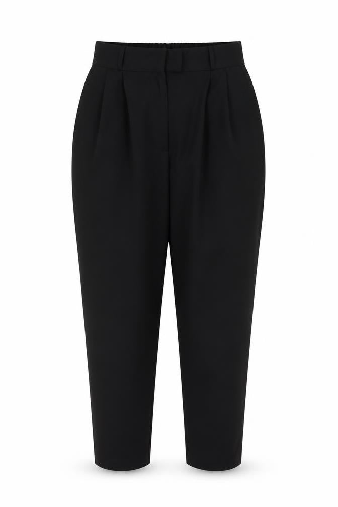 H&M Women's Black UK 12 High Rise Pleated Tapered Trousers