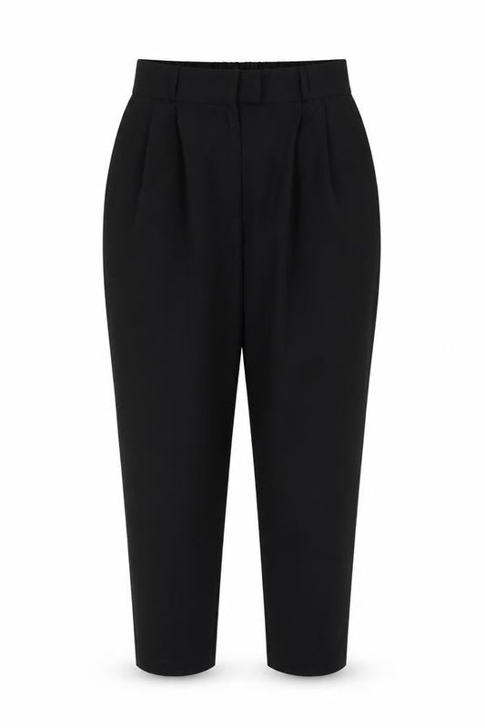 H&M Women's Black UK 12 High Rise Pleated Tapered Trousers