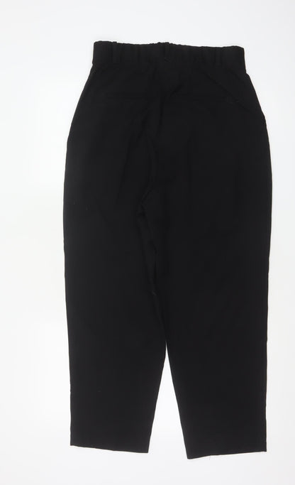H&M Women's Black UK 12 High Rise Pleated Tapered Trousers