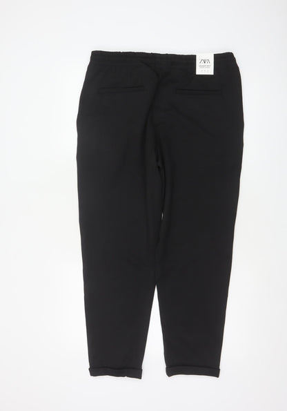 Zara Men’s Black M 31 Jogger Knit Tapered Drawstring Trousers