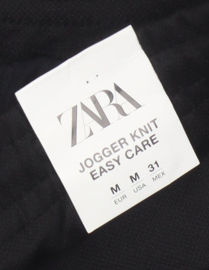 Zara Men’s Black M 31 Jogger Knit Tapered Drawstring Trousers
