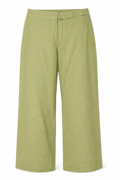 Felisa Collection Women’s Green Linen Blend Straight Dress Trousers Size 18