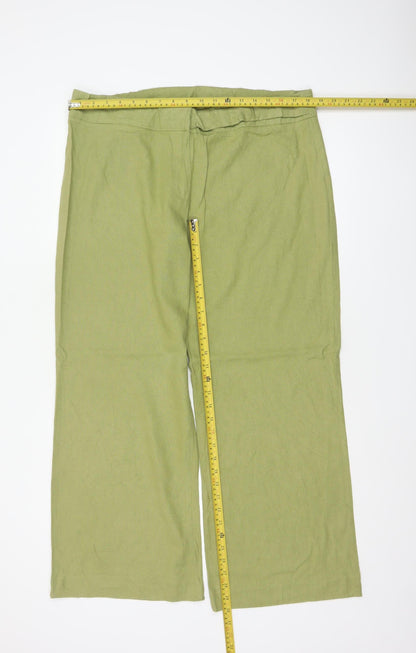 Felisa Collection Women’s Green Linen Blend Straight Dress Trousers Size 18