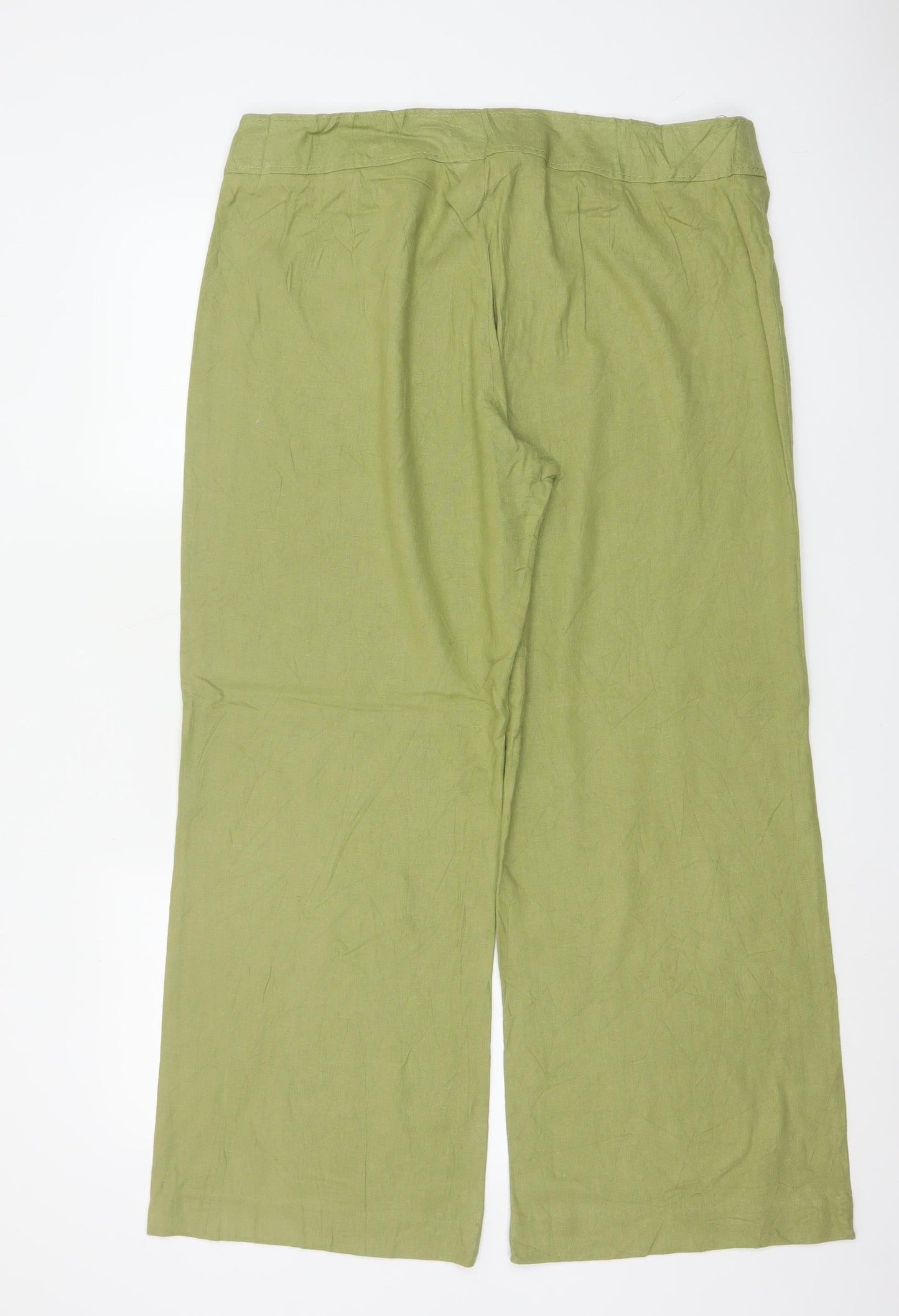 Felisa Collection Women’s Green Linen Blend Straight Dress Trousers Size 18