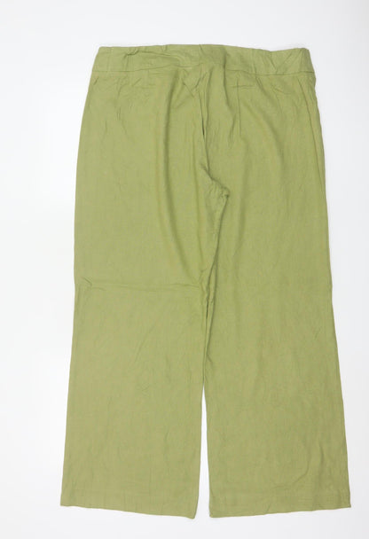 Felisa Collection Women’s Green Linen Blend Straight Dress Trousers Size 18