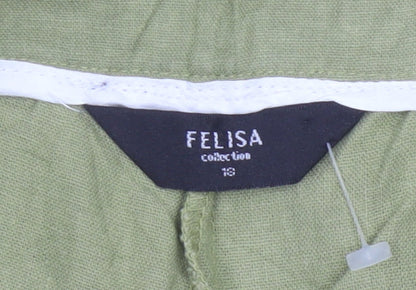 Felisa Collection Women’s Green Linen Blend Straight Dress Trousers Size 18