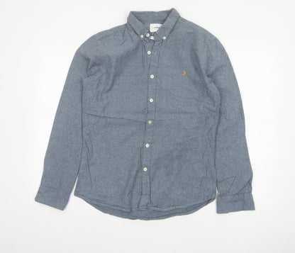 Farah Men’s Blue M Cotton Button-Down Long Sleeve Casual Shirt