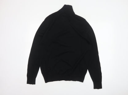 Marks and Spencer Autograph Men Black M Merino Wool 1/4 Zip Jumper