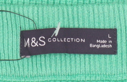 Marks and Spencer Women Green L Ribbed Knit Pencil Midi Skirt