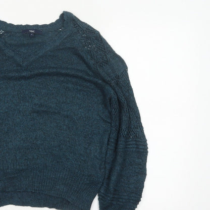 Next Women’s Green Size 14 Open Knit Raglan Sleeve Pullover Jumper
